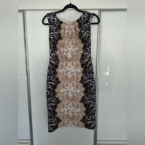 Dressbarn Black and Gold Floral Midi Dress